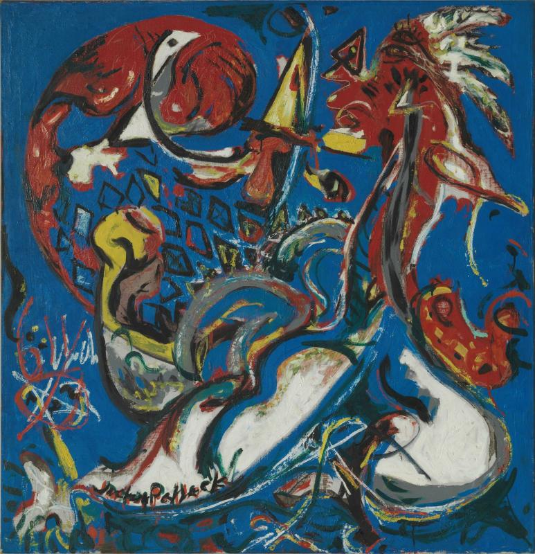 Jackson Pollock, The Moon-Woman Cuts the Circle
(La femme-lune coupe le cercle) 1943 