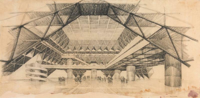 Raj Rewal, Perspective Vue intérieure 1 1970 - 1974 