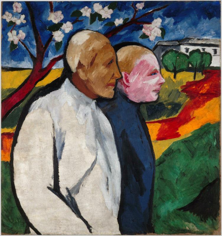 Natalia Gontcharova, Portrait de Larionov et de son ordonnance [1911] 