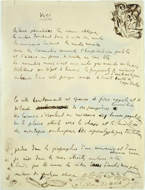 Tristan Tzara (Samuel Rosenstock, dit), Volt
Poeme et croquis [1915] 