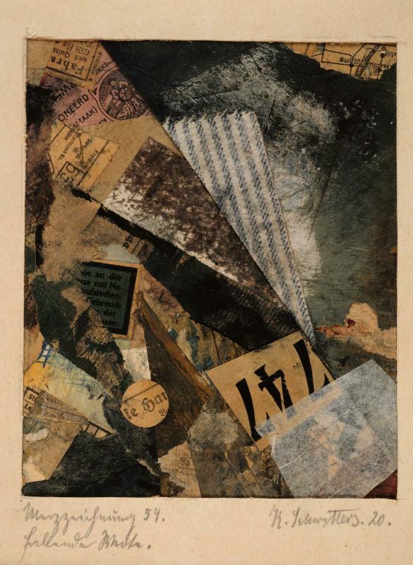 Kurt Schwitters, Merzzeichnüng 54. Fallende Werte
(Dessin Merz 54. Valeurs en chute) 1920 