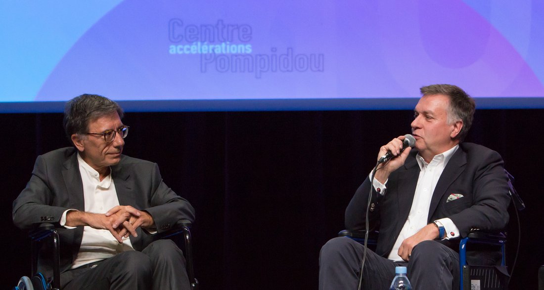 Serge Lasvignes, President of the Centre Pompidou and Matthias Leridon, President of the Fonds de dotation Centre Pompidou Accélérations and President of Tilder