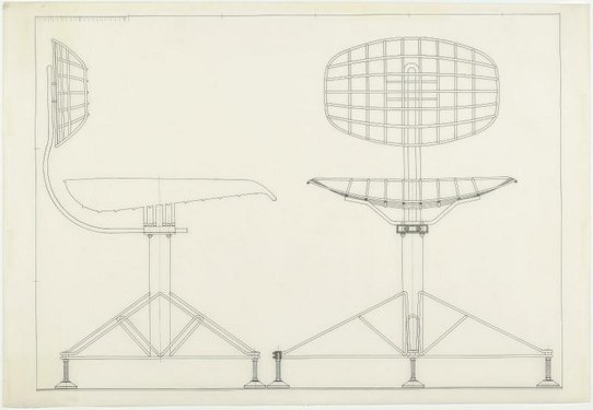 Michel Cadestin, Chaise dactylo fixe sur vérins (dessin) 1973 